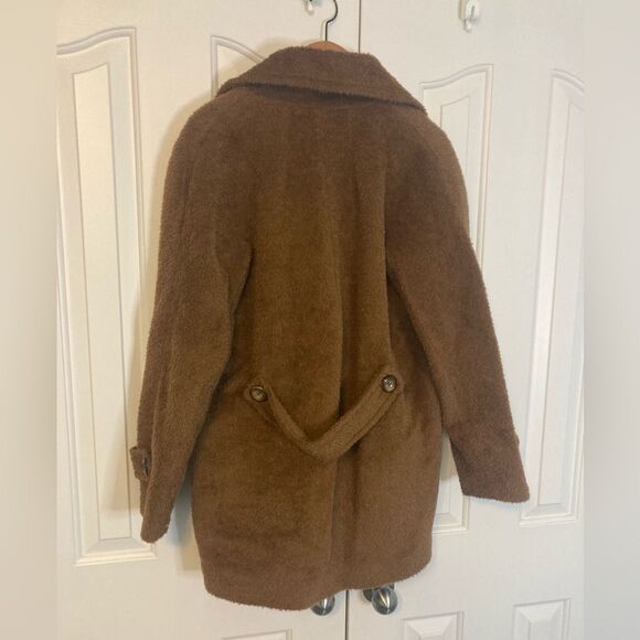 Trina Turk Nancy Double Breasted Peacoat Alpaca Wool Brown Oversized Coat - Picture 3 of 10